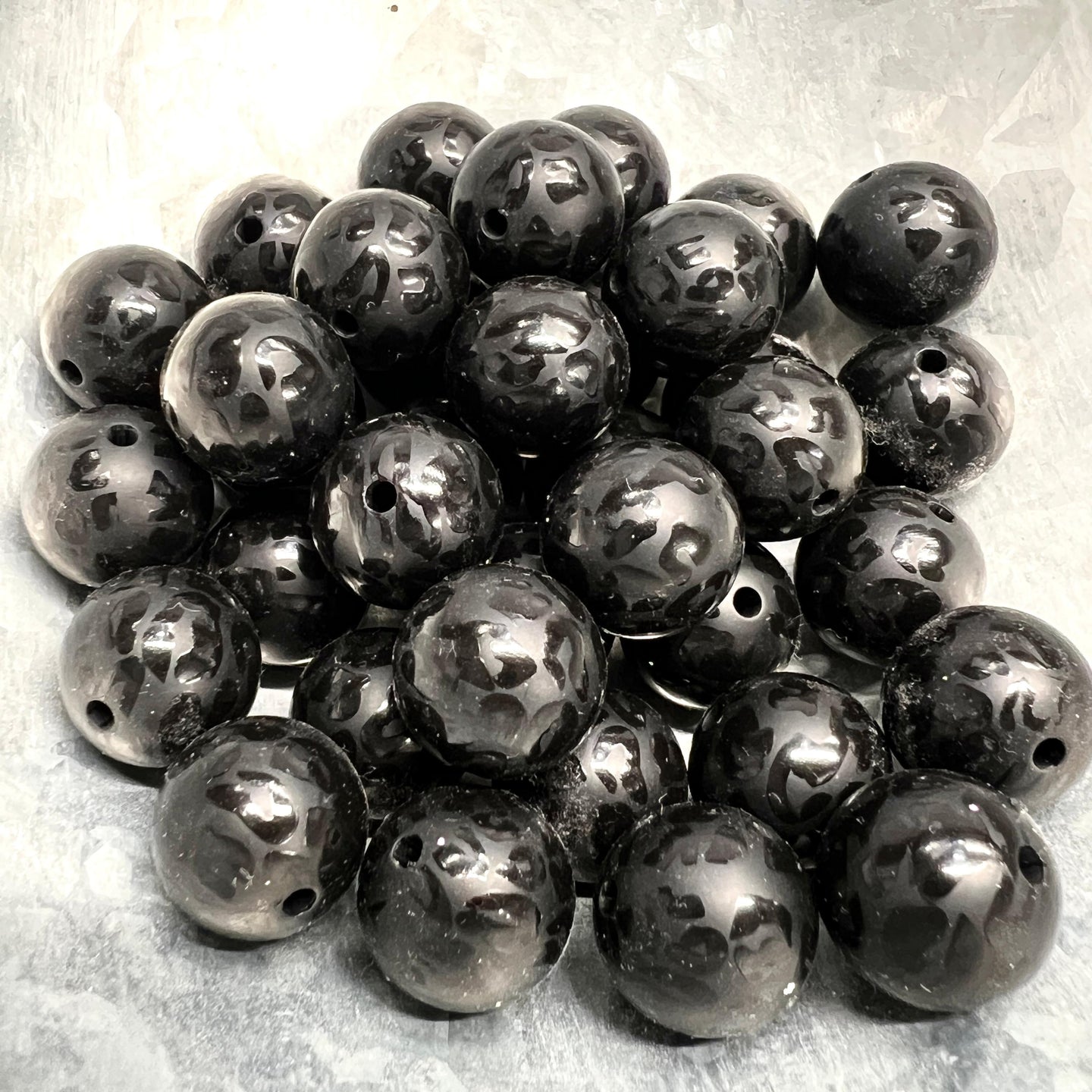 Matte Black Leopard Sparkle Plastic Pen